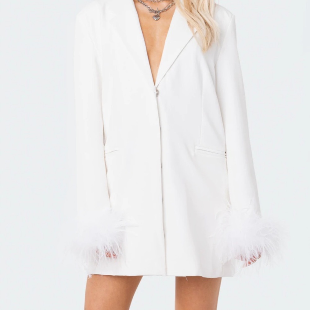 BRAND NEW feather cuff blazer dress